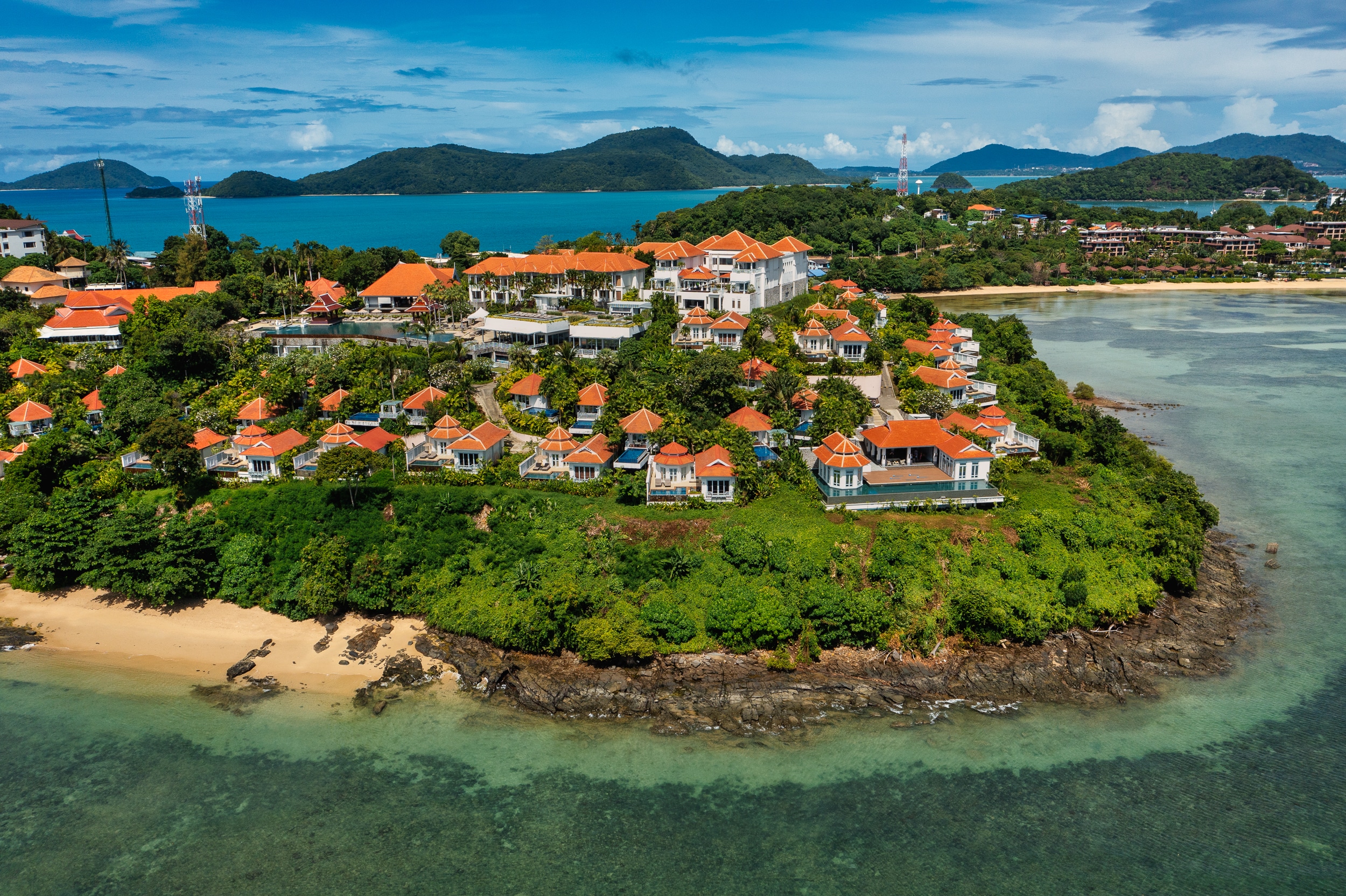 Aerial view of Amatara Welleisure Resort on the Phuket coast