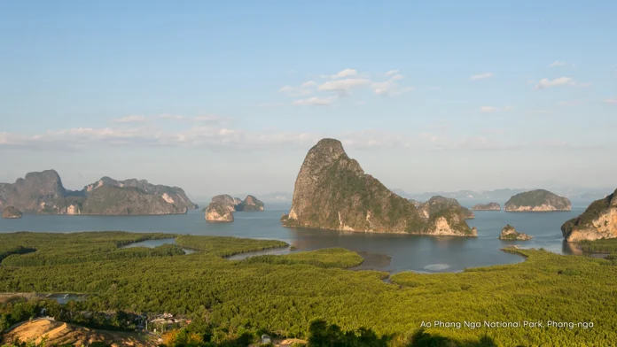 Limestone islands and protected waters at Ao Phang Nga National Park