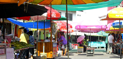 Colourful market stalls at Ang Sila Old Market