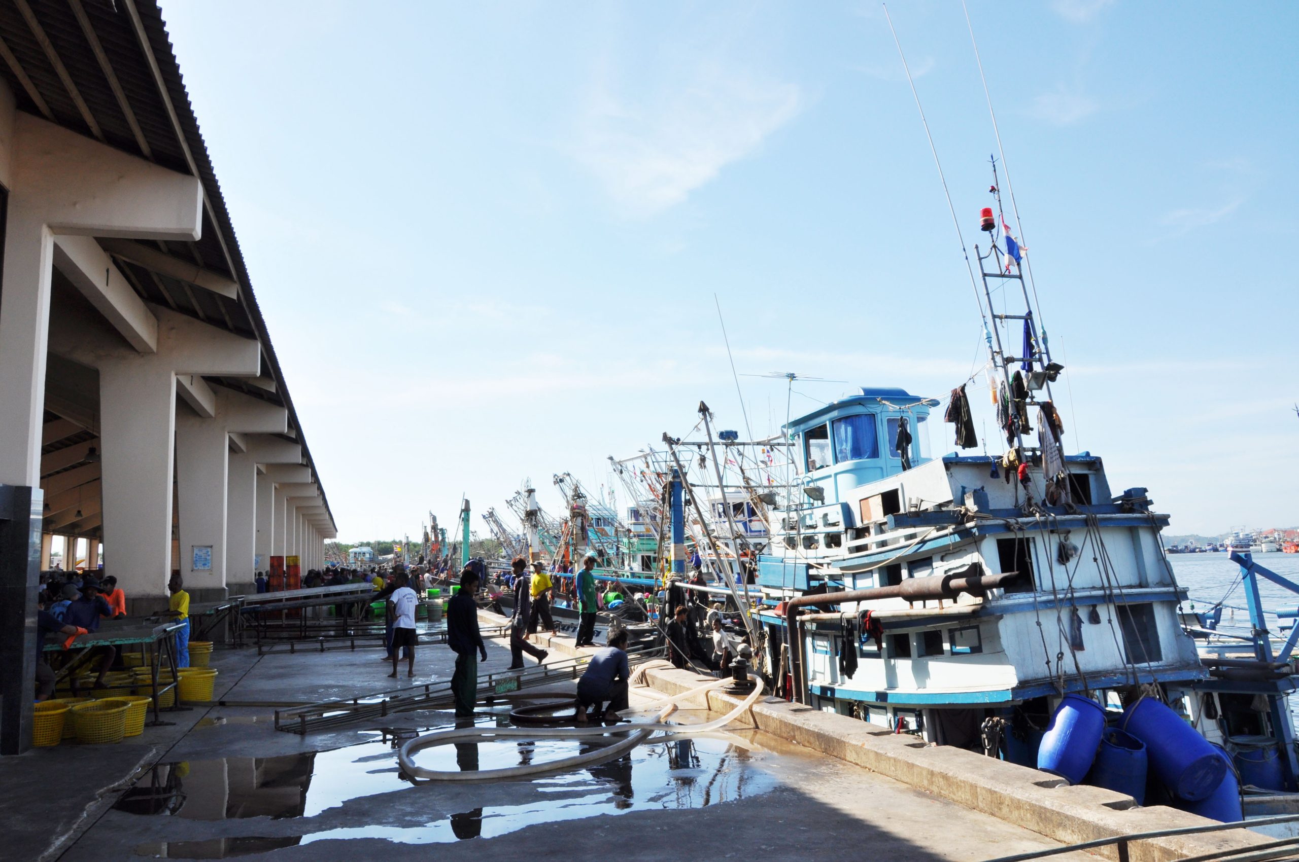 Fishing vessel beside the Bangkok Fish Market landing