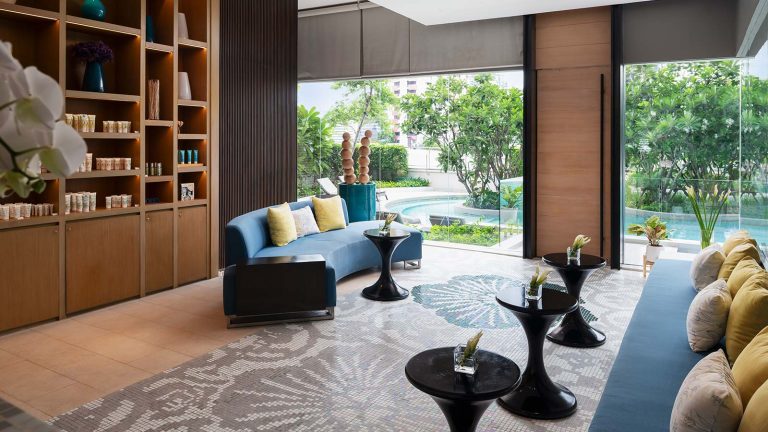 Reception lounge at Breeze Spa on the eighth floor of Amari Bangkok