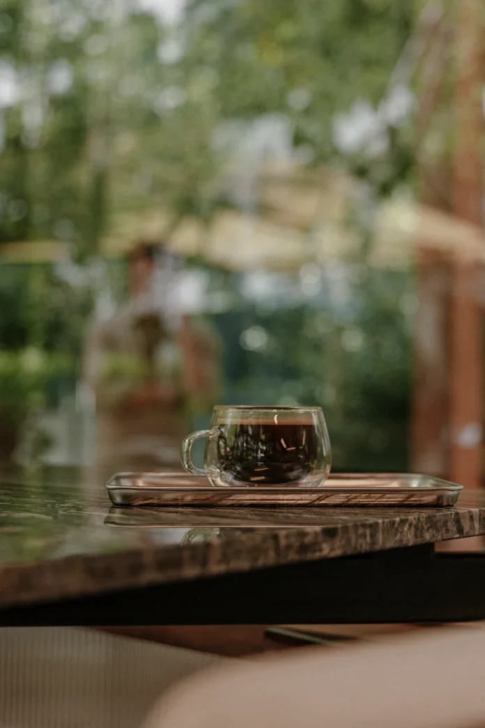 Cafe LOM coffee in the garden Coffee served in the garden at Cafe LOM Bangkok
