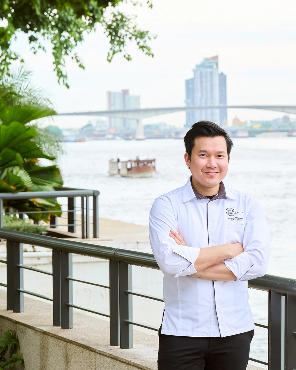 Chef Jessada Khruapunt beside the Chao Phraya River in Bangkok
