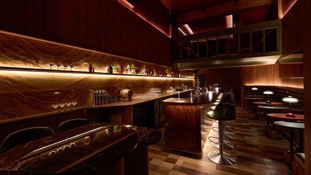 Bar counter at Cherry Olive Cocktail Club in Bangkok
