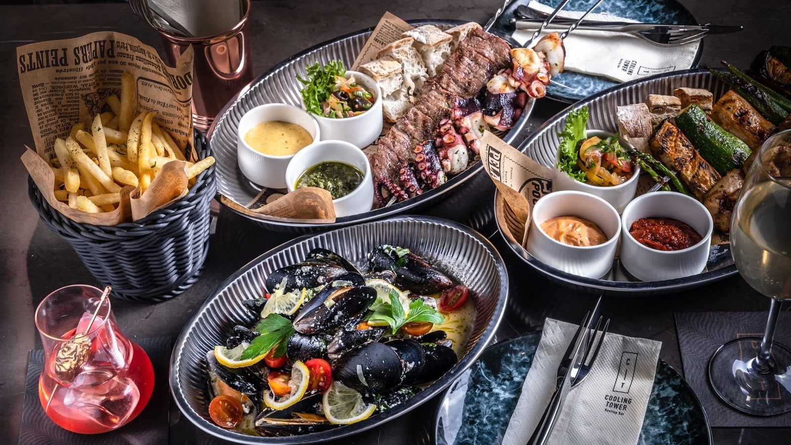 Sharing plates served at Cooling Tower Rooftop Bar