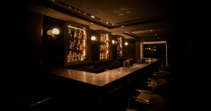 Door No.6 bar interior Dark cocktail bar interior at Door No.6 Bangkok