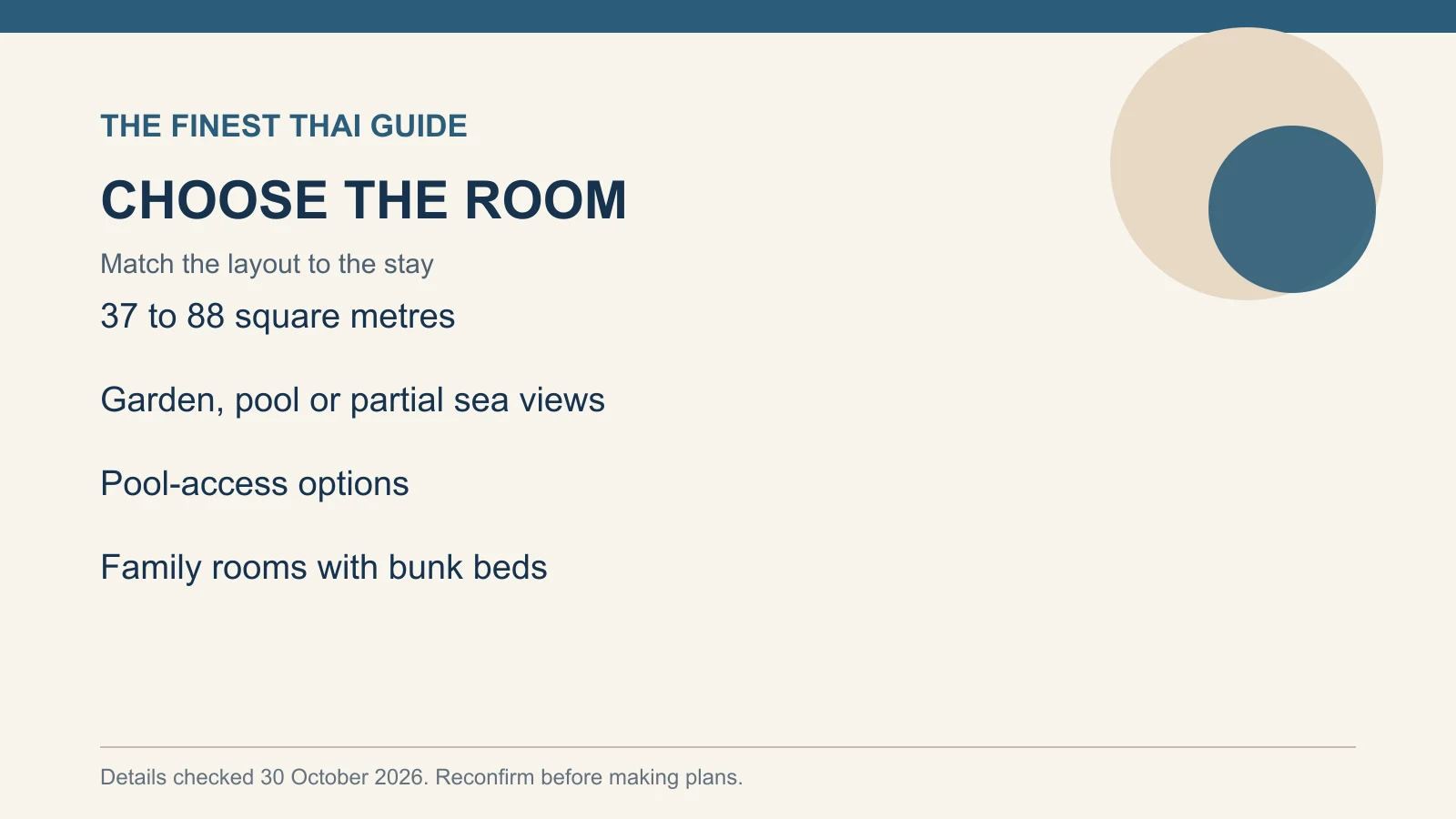 CHOOSE THE ROOM: Match the layout to the stay