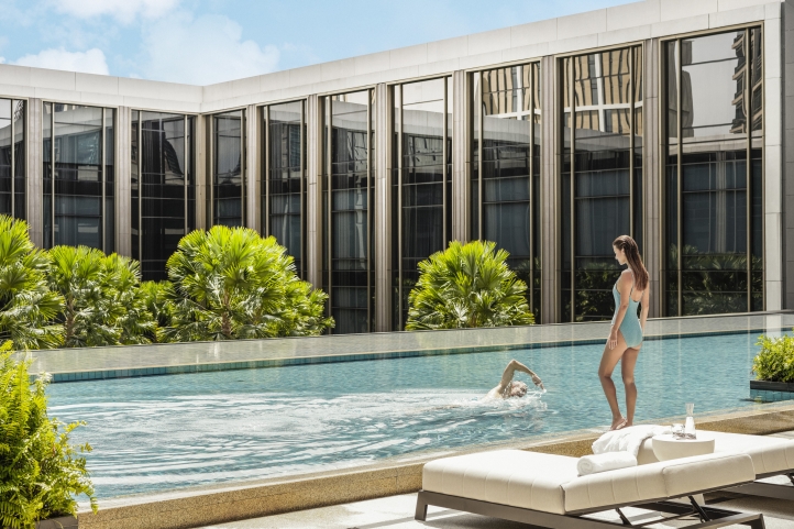 Pool courtyard at Four Seasons Hotel Bangkok
