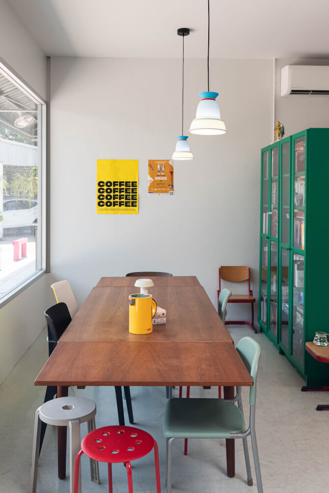 Hands and Heart Coffee Roasters interior Communal table inside Hands and Heart Coffee Roasters Sukhumvit 67