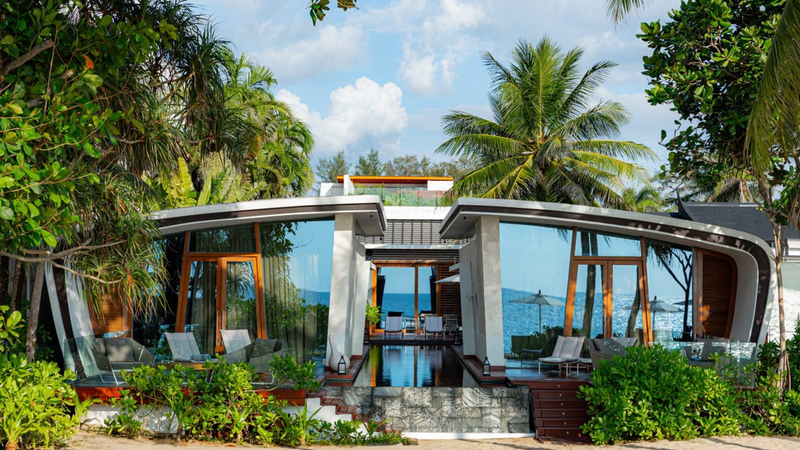 Curved beachfront Villa Siam at Iniala Beach House
