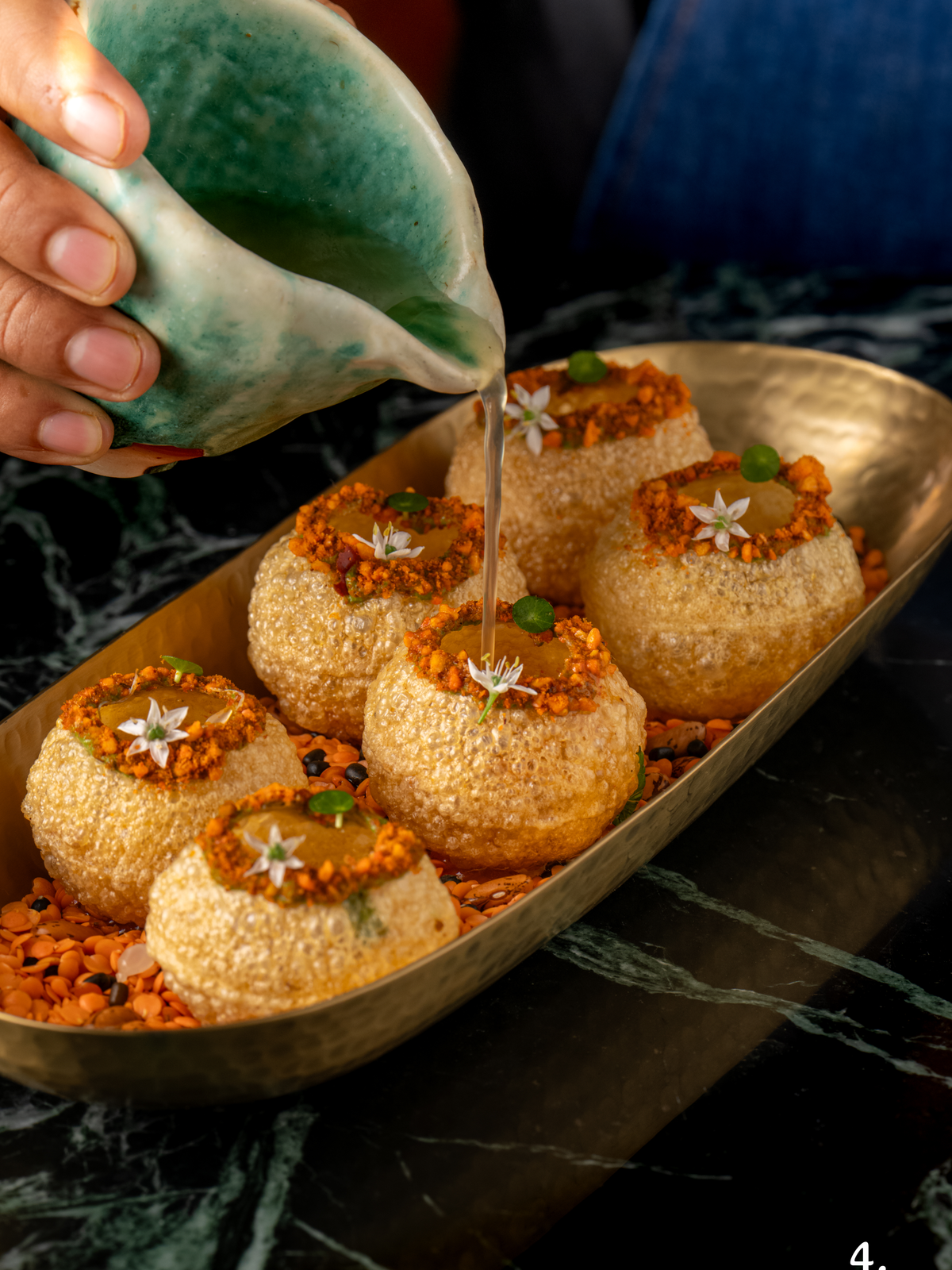 Crab pani puri served at Jharokha by Indus