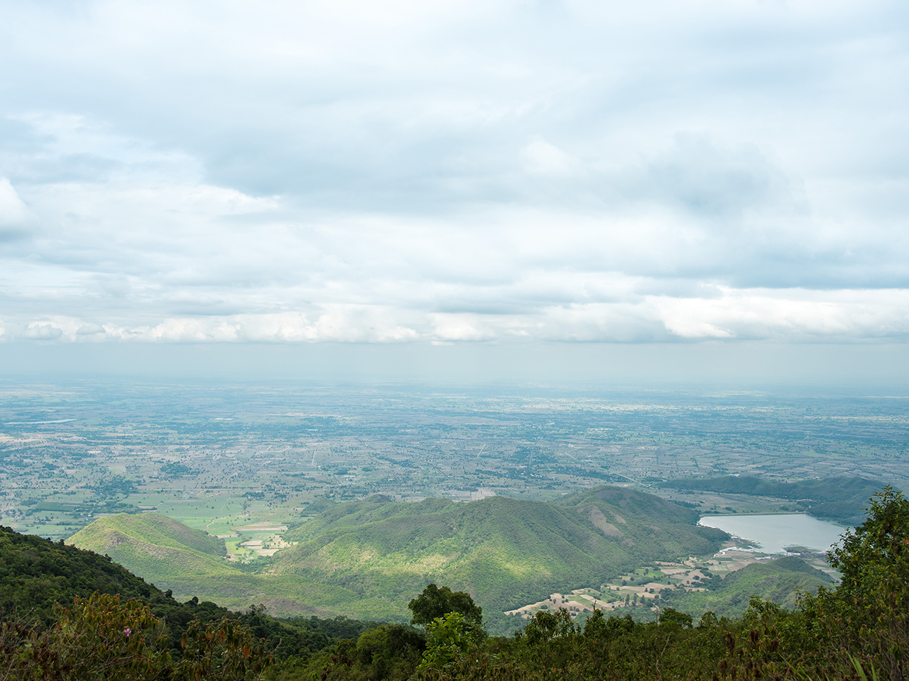 Wide mountain and lowland view from Khao Luang Sukhothai