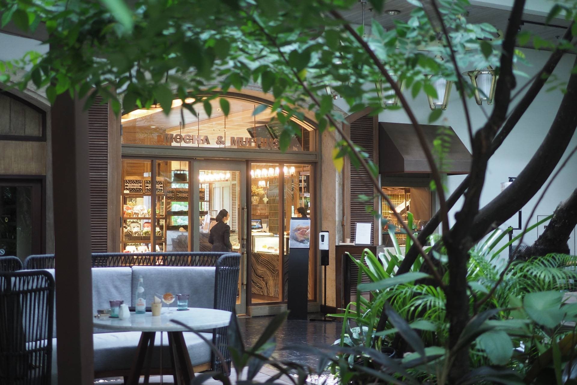 Greenery and cafe entrance at Mocha and Muffins in Anantara Siam