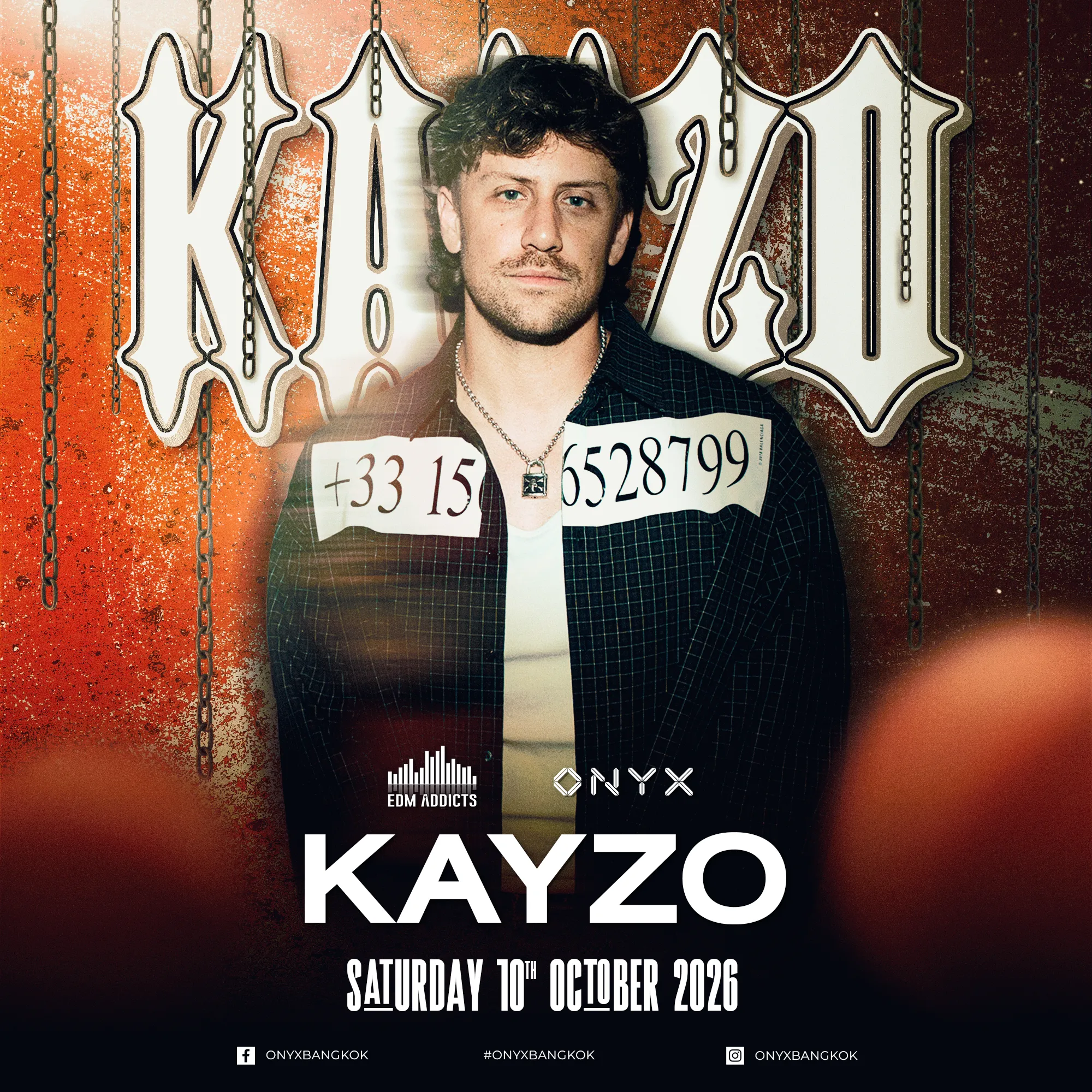 Kayzo event artwork for ONYX Bangkok on 10 October 2026