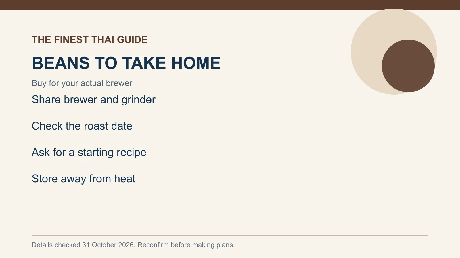 BEANS TO TAKE HOME: Buy for your actual brewer