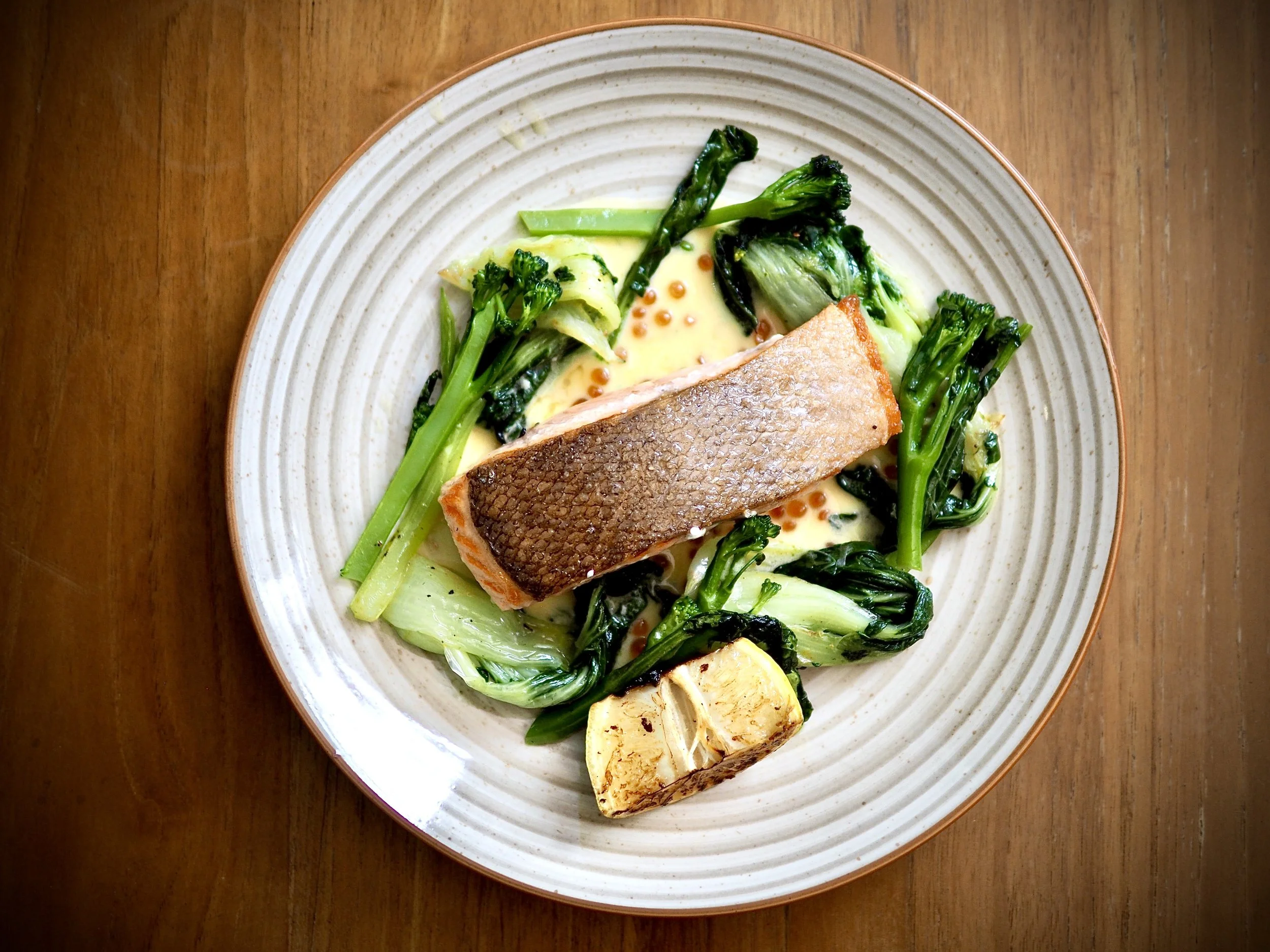 Zesty salmon steak served at Rocket Coffeebar