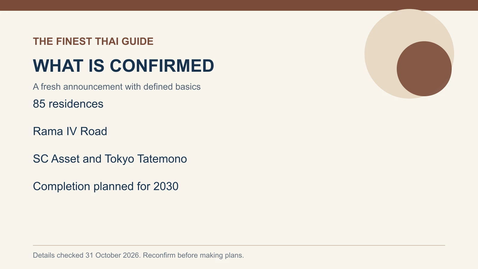 WHAT IS CONFIRMED: A fresh announcement with defined basics