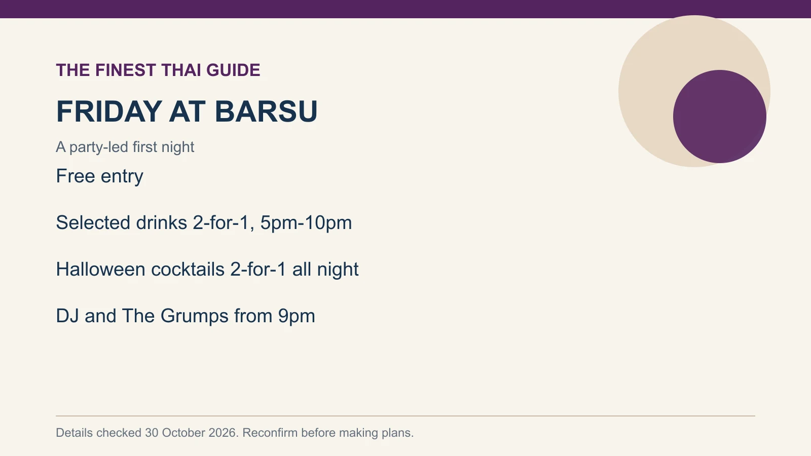 FRIDAY AT BARSU: A party-led first night