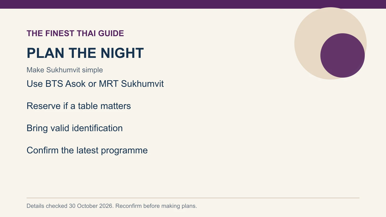 PLAN THE NIGHT: Make Sukhumvit simple