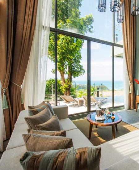 Living area with ocean view at SUNSURI Phuket
