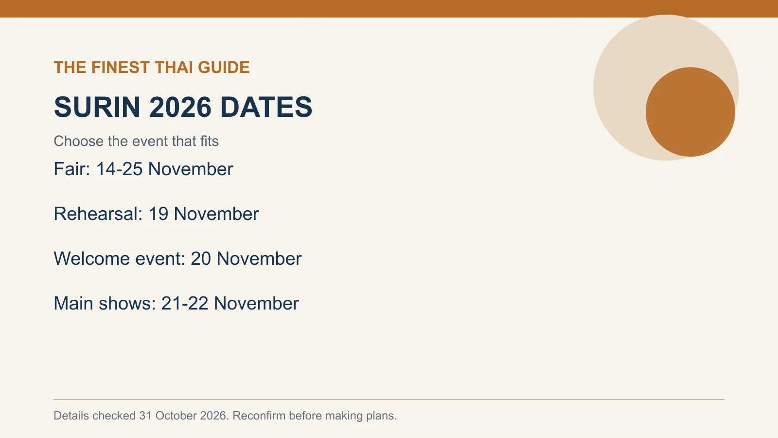 SURIN 2026 DATES: Choose the event that fits