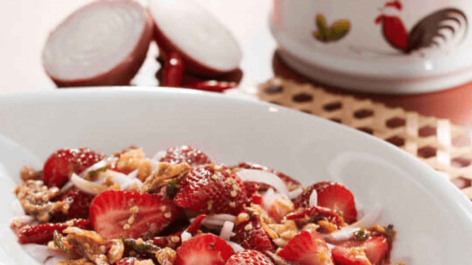 Bright Thai strawberry salad served at Thai Taste Hub