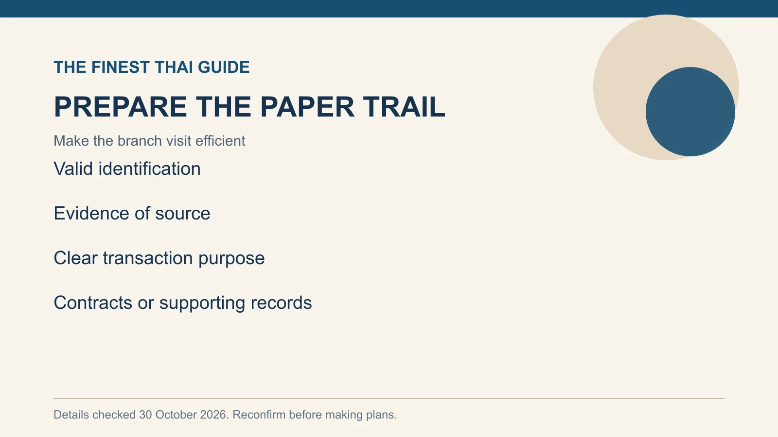 PREPARE THE PAPER TRAIL: Make the branch visit efficient