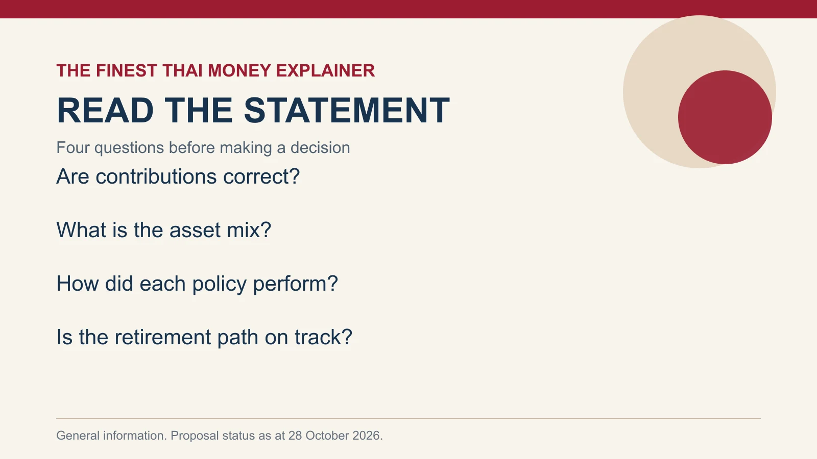 Checklist for reading a Thailand provident fund statement