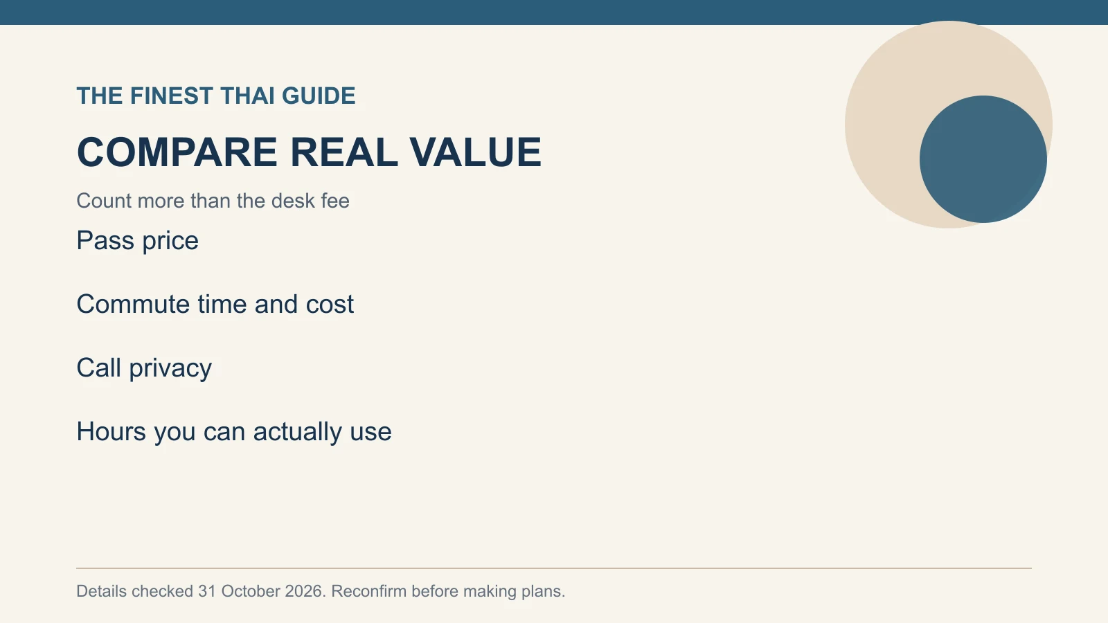 COMPARE REAL VALUE: Count more than the desk fee
