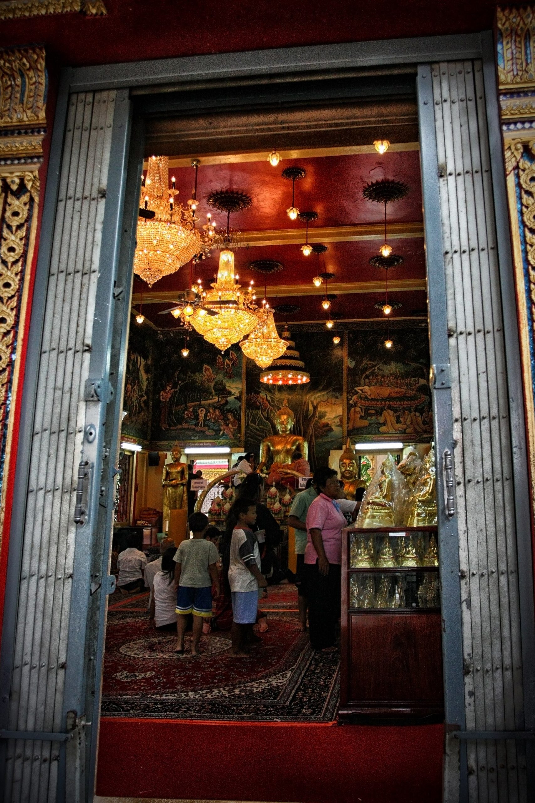 Worshippers inside Wat Bang Phli Yai Nai, venue for Rap Bua Festival